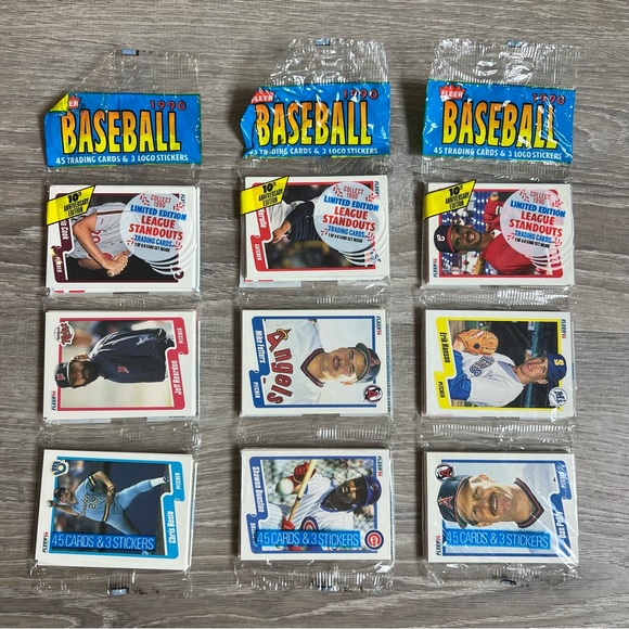 VINTAGE SEALED 1990 Fleer Baseball Unopened 3 Rack Packs Limited Edition MLB - Picture 1 of 5